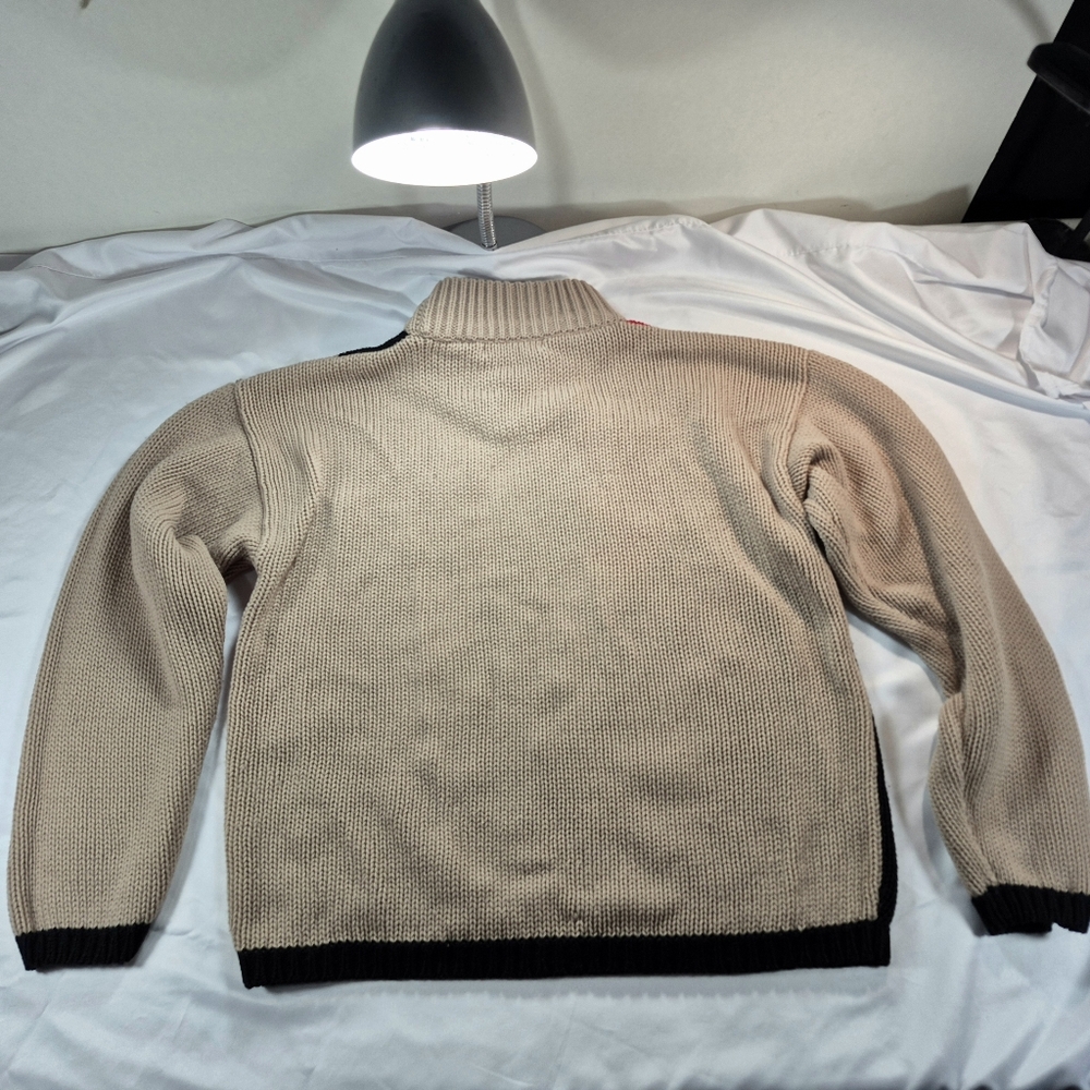 Vintage 80s 90s Adam French Chunky Knit Sweater Geometric Abstract Mock Neck Med - Picture 6 of 9